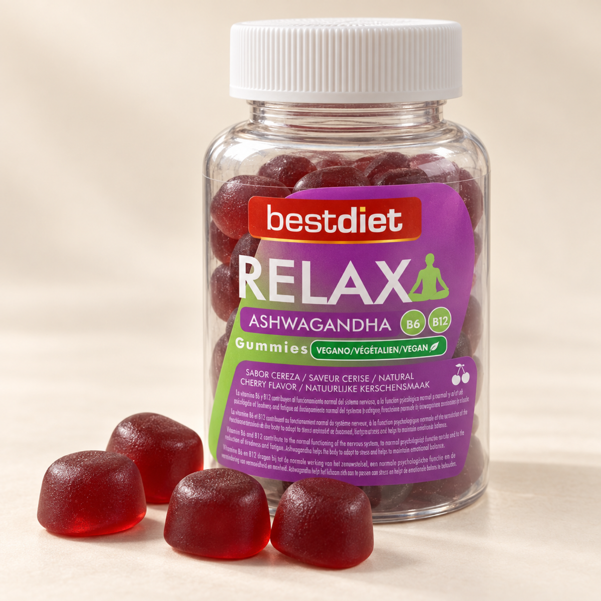 Gominolas de ashwagandha con vitaminas B6 y B12