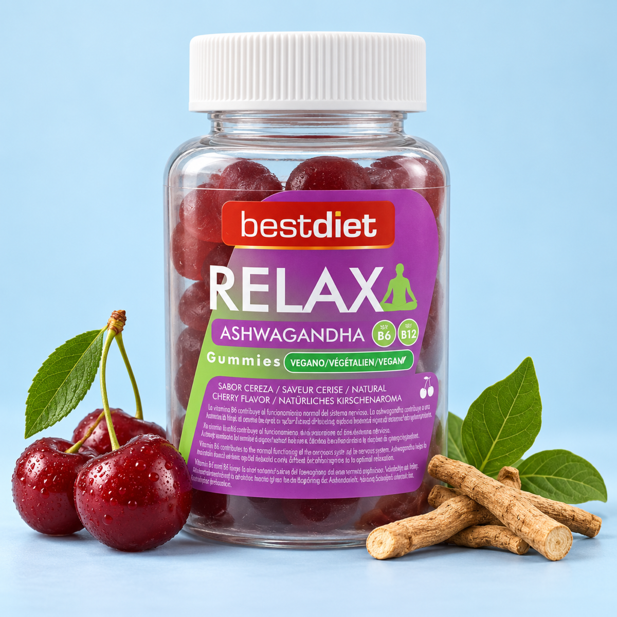 Gominolas de ashwagandha con vitaminas B6 y B12