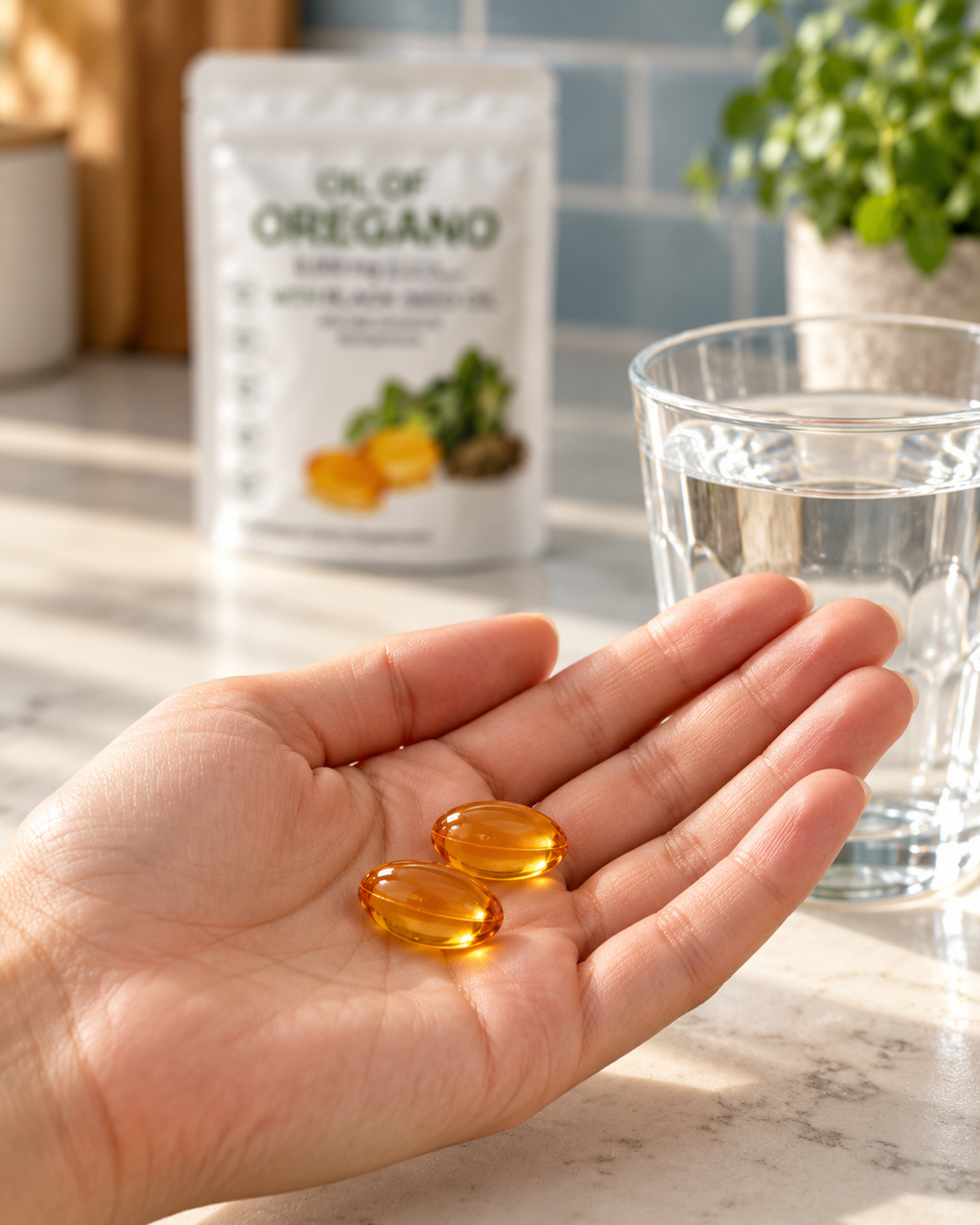 Cápsulas de aceite de orégano con aceite de semilla negra