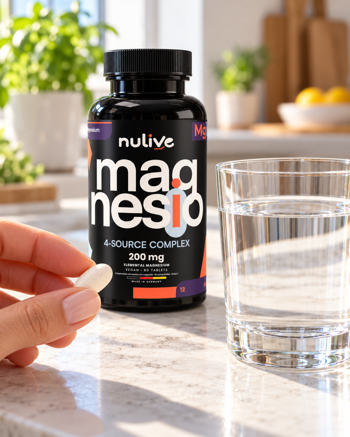 Magnesio 4X NULIVE — 200 mg | 60 comprimidos veganos