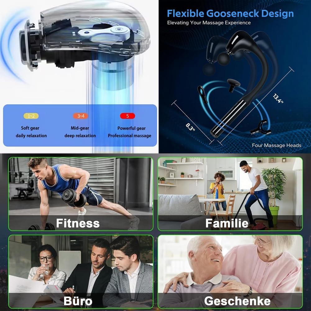 MASAJEADOR MUSCULAR ERGONÓMICO CON MANGO EXTENSIBLE