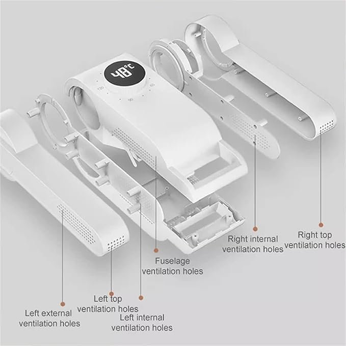 Calentador secador de zapatos portátil.