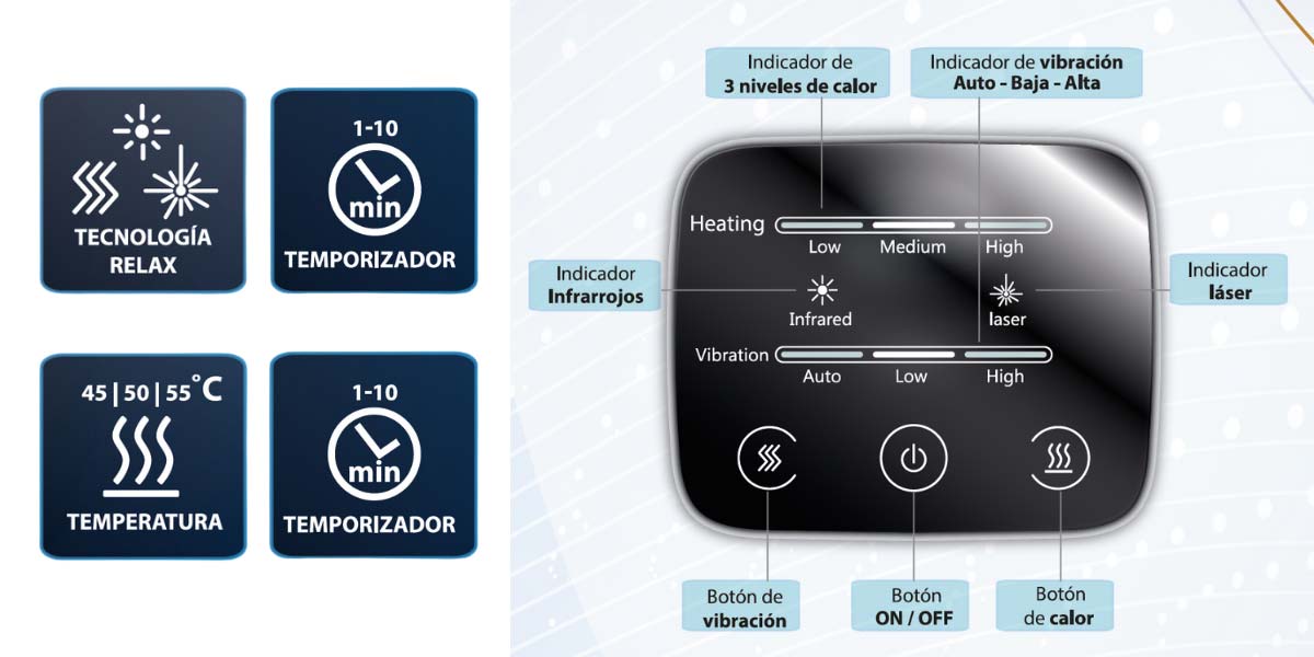 MASAJEADOR DE RODILLA CON LUZ INFRARROJO Y CALOR