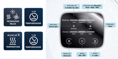 MASAJEADOR DE RODILLA CON LUZ INFRARROJO Y CALOR