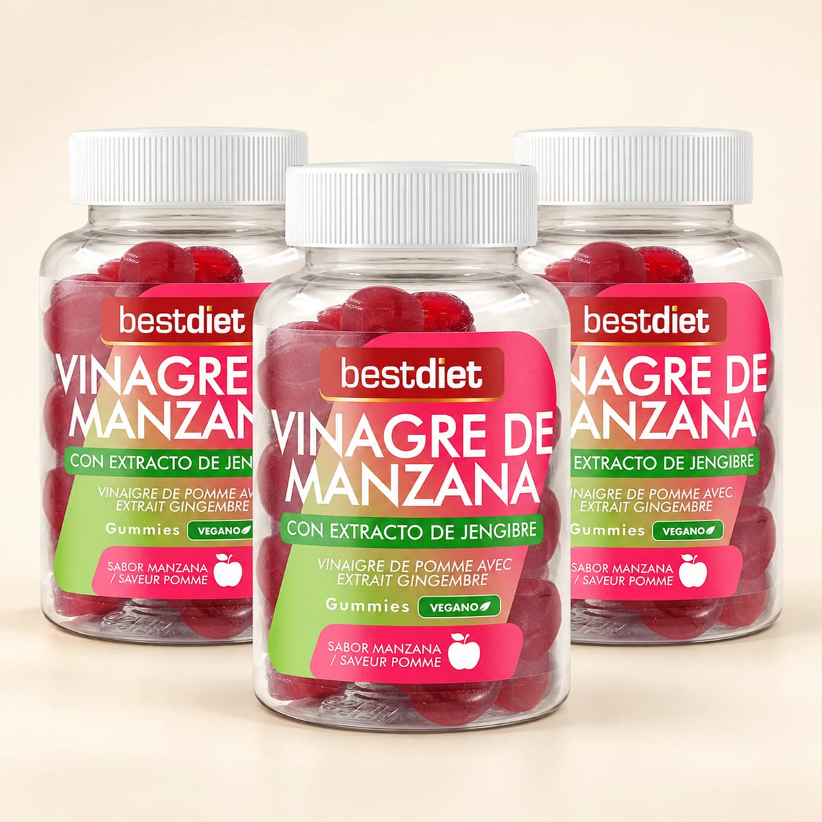Gominolas de vinagre de manzana con jengibre