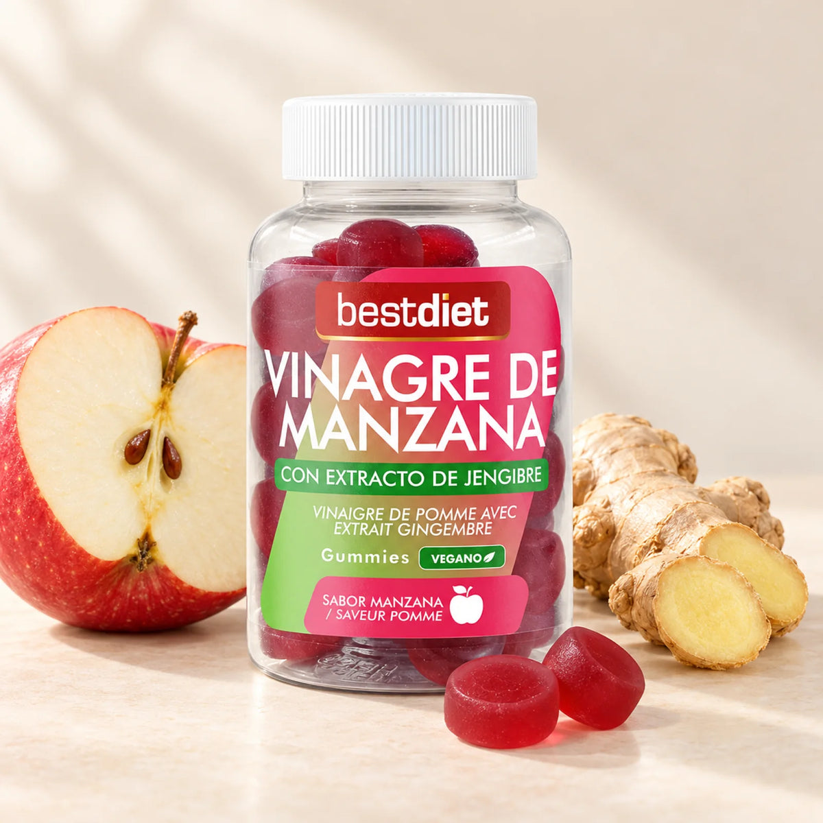 Gominolas de vinagre de manzana con jengibre